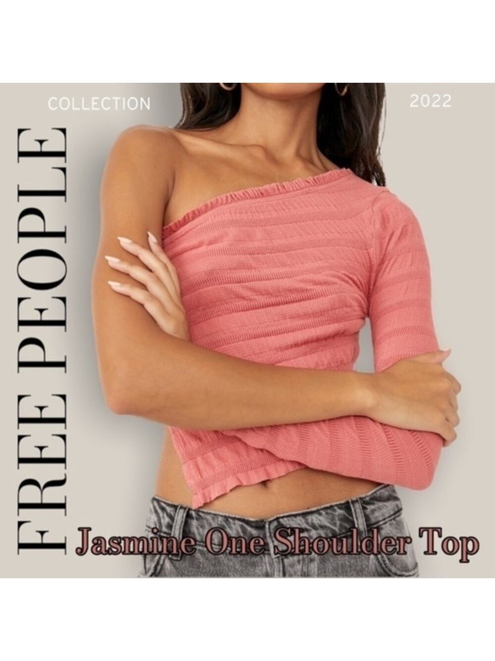 FREE PEOPLE Jasmine One Shoulder One Sleeved Asymmetrical Cotton Top/LG NWT
